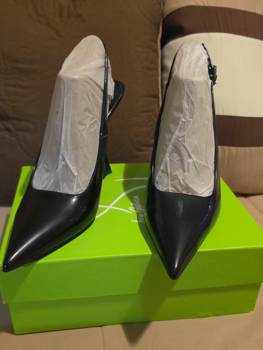 Sam Edelman Black Patent Pointed Slingback Heels